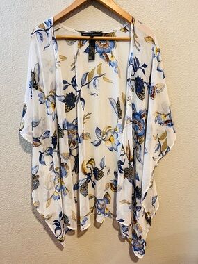 White House Black Market Boho Floral Kimono Sheer Cardigan Coverup Onesie